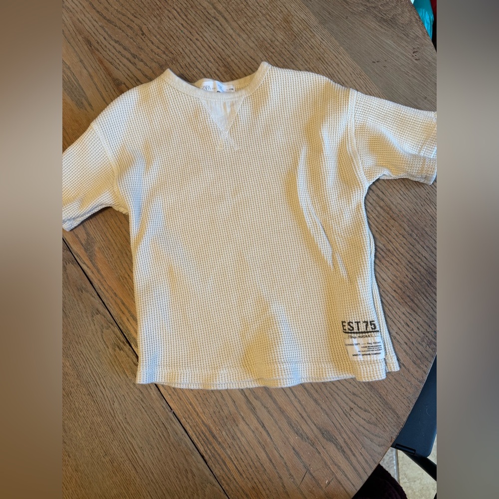 Zara Cream Waffle Knit Size 6 Tee